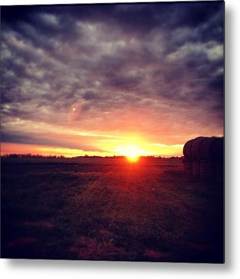 Beautiful Metal Print featuring the photograph #sunset #beautiful #farm #sky #clouds by Breanna W