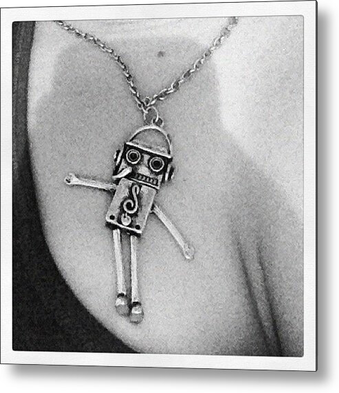 Heart Metal Print featuring the photograph #supercute #robot #necklace My Parents by Katrina A