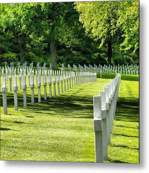 Mobilephotography Metal Print featuring the photograph Suresnes - American Military Cemetery by Tony Tecky