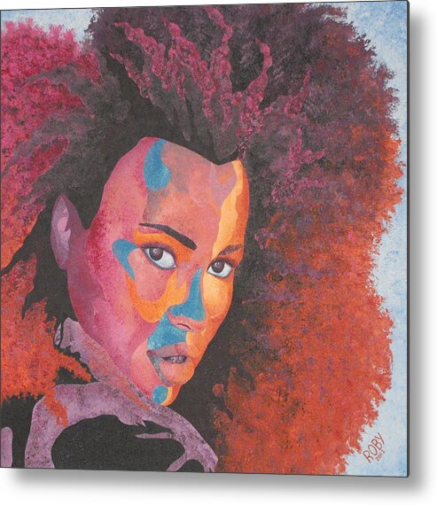Bold Colorful African American Female Image Metal Print featuring the painting Swagger by William Roby