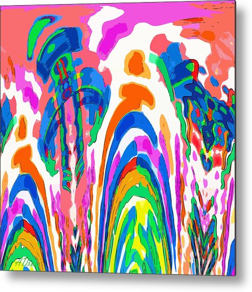 Fountain Metal Print featuring the digital art The Colors Fountain by Alec Drake