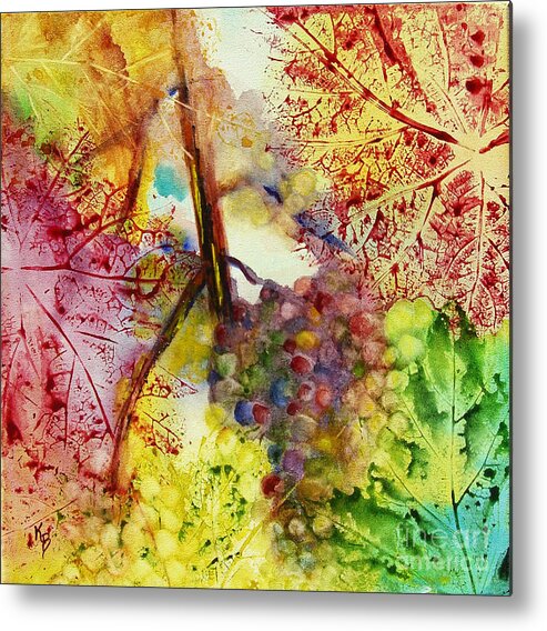 Grapes Metal Print featuring the painting Turning Leaves by Karen Fleschler