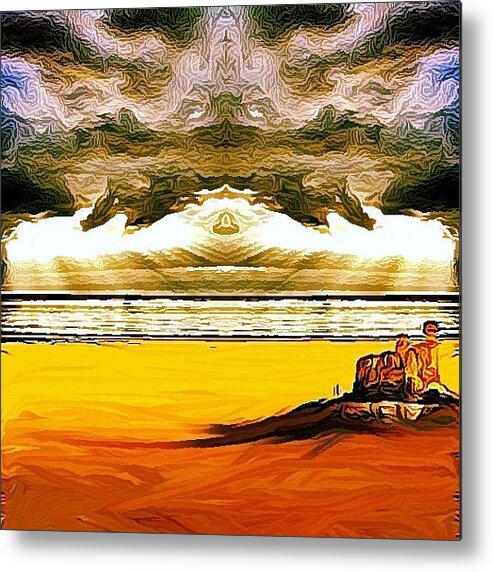 Mobilephotography Metal Print featuring the photograph Van Gogh: Beach With Sandcastle: Edit by Thomas Hallmark