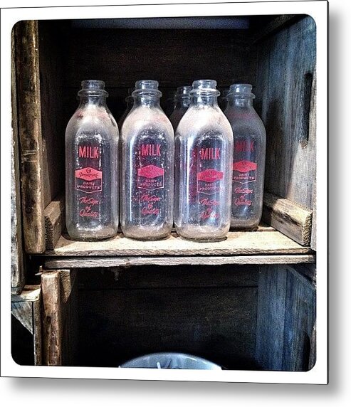 Teamrebel Metal Print featuring the photograph Vintage Milk Bottles by Natasha Marco