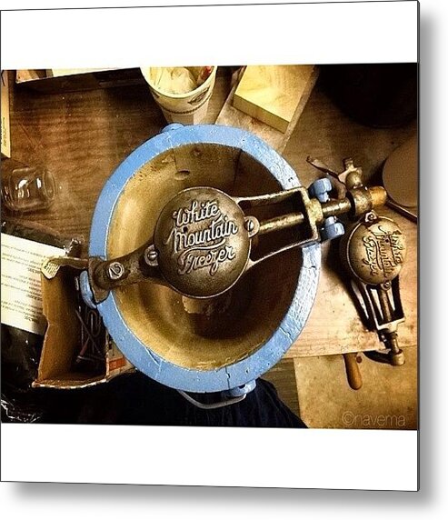 Teamrebel Metal Print featuring the photograph Vintage White Mountain Ice Cream Maker by Natasha Marco