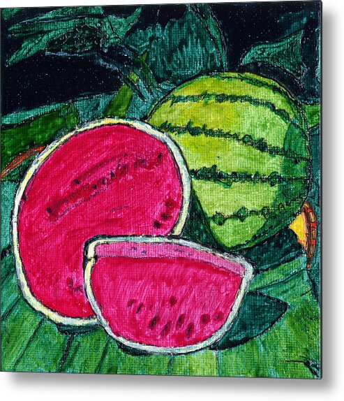 Watermelon Metal Print featuring the painting Watermelon Moonshine by Phil Strang