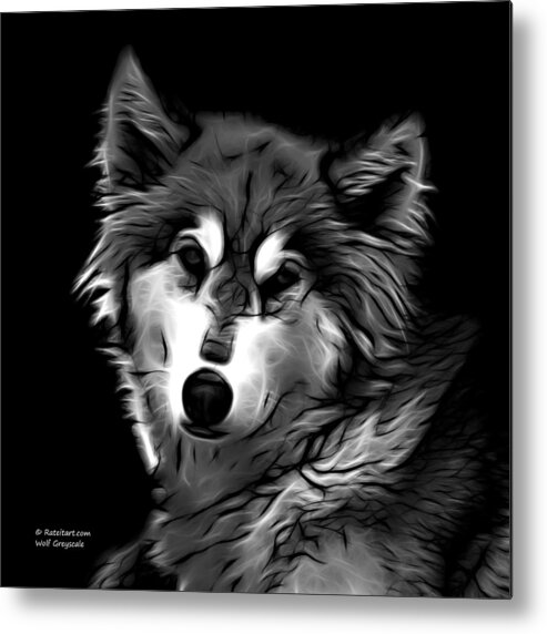 Wolf Metal Print featuring the digital art Wolf - Greyscale by James Ahn