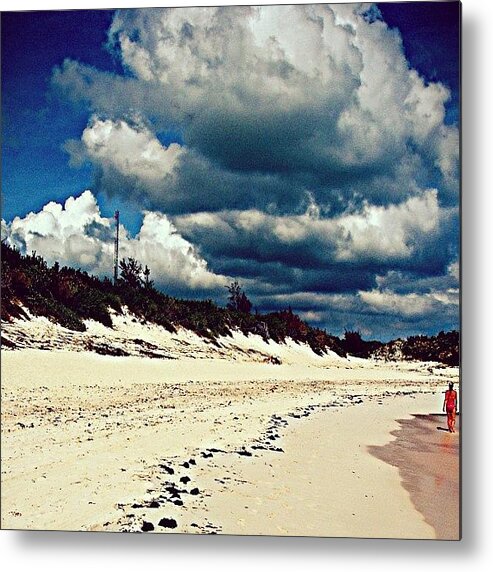  Metal Print featuring the photograph Woman On Beach, Bermuda by Ric Spencer