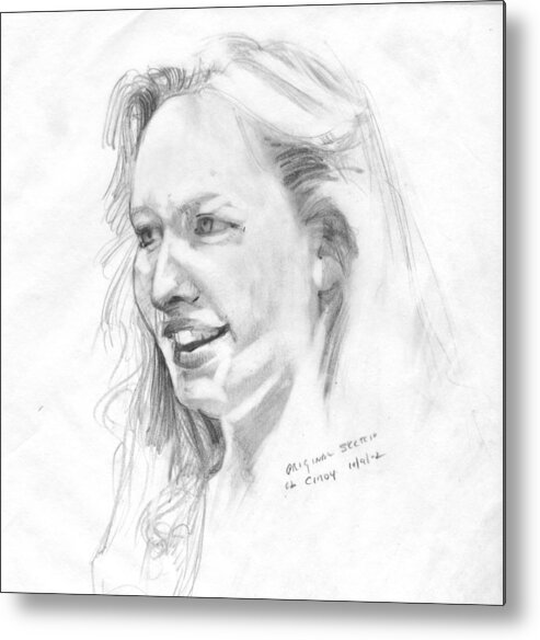 Sketch Metal Print featuring the painting Working from the Model - Cindy by P Anthony Visco