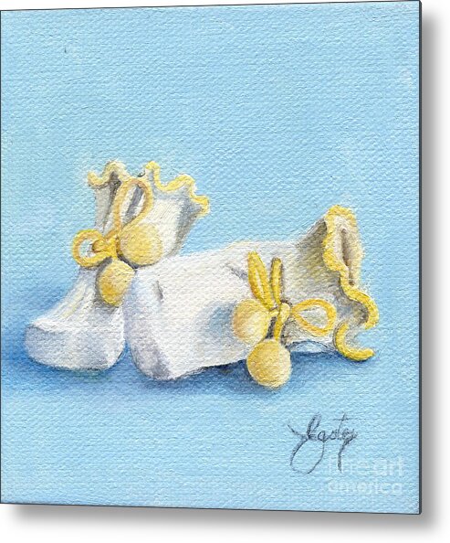 Yellow Booties Metal Print featuring the painting Yellow Booties by Daniela Easter