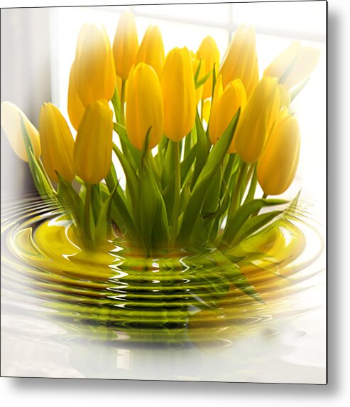 Yellow Metal Print featuring the photograph Yellow Tulips by Trudy Wilkerson