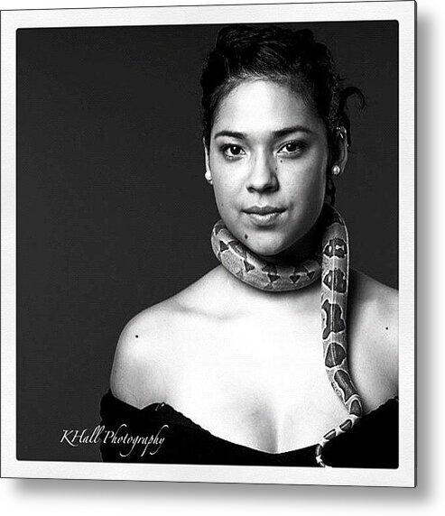 Art Metal Print featuring the photograph Yes, It's A Real Snake Around Her by Speechless Poet