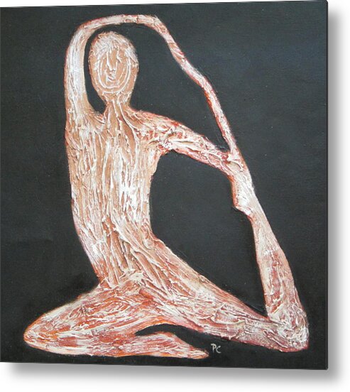 Yoga Metal Print featuring the painting Yoga Textured Canvas Series II by Patricia Cleasby