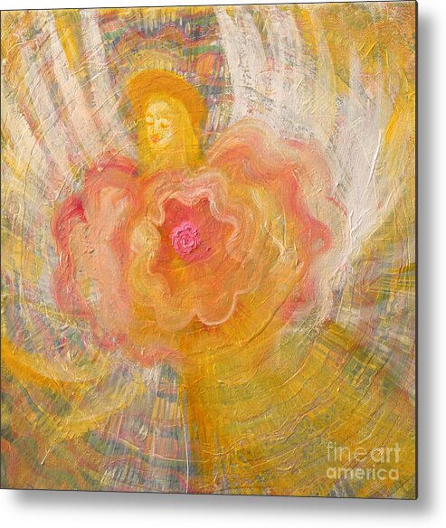 Angel Metal Print featuring the painting Flower Angel by Anne Cameron Cutri