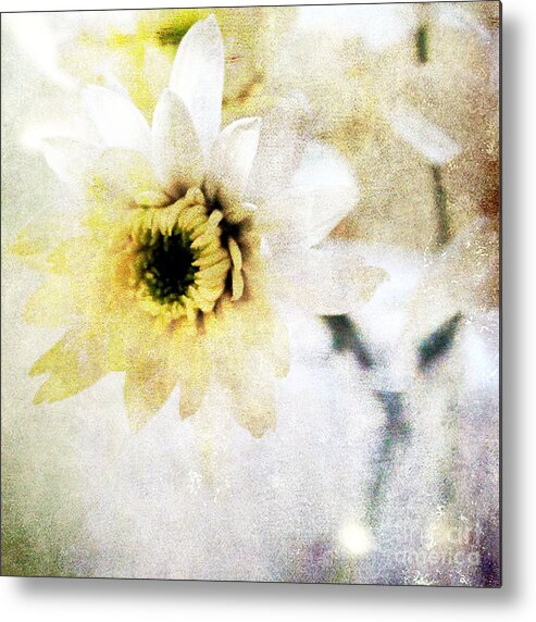 Flower Metal Print featuring the mixed media White Flower by Linda Woods