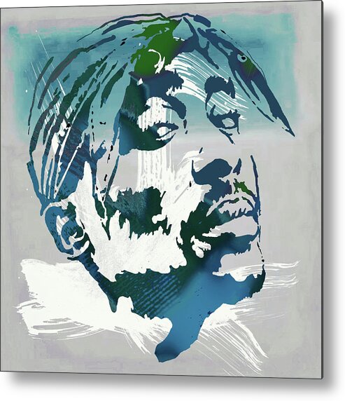 2 Pac Shakur Long Stylised Drawing Art Poster - Tupac Amaru Shakur (june 16 Metal Print featuring the digital art 2pac Tupac Shakur pop art poster #1 by Kim Wang