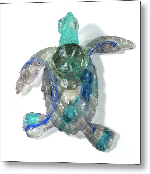 Sculpture Metal Print featuring the sculpture Baby Sea Turtle from the Feral Plastic series by Adam Long Sculp #1 by Adam Long