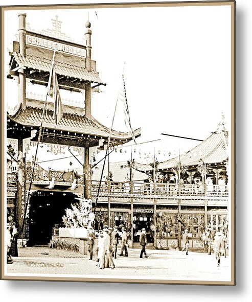 Chinese Village Metal Print featuring the photograph Chinese Village, 1904 Worlds Fair, Vintage Photograph #1 by A Macarthur Gurmankin