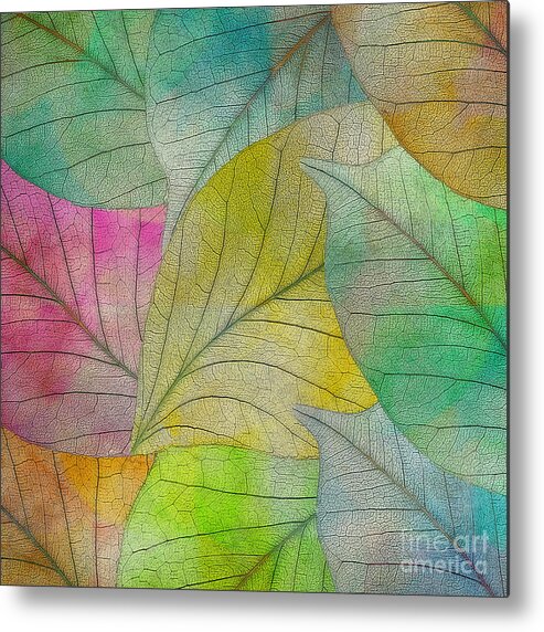 Abstract Metal Print featuring the digital art Colorful Leaves #1 by Klara Acel