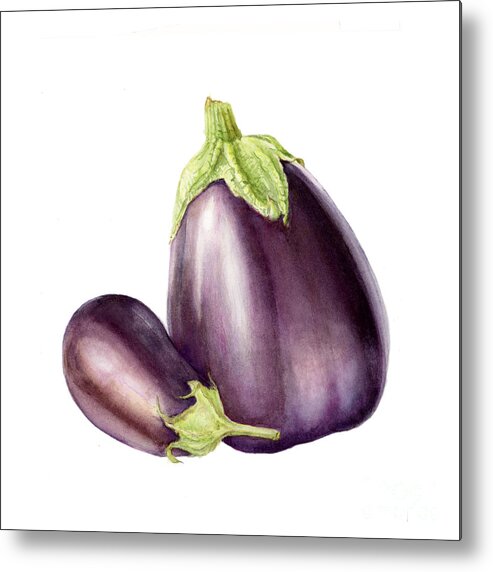 Farmers Market Metal Print featuring the painting Eggplants #1 by Fran Henig