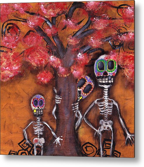 Day Of The Dead Metal Print featuring the painting Family Tree by Abril Andrade