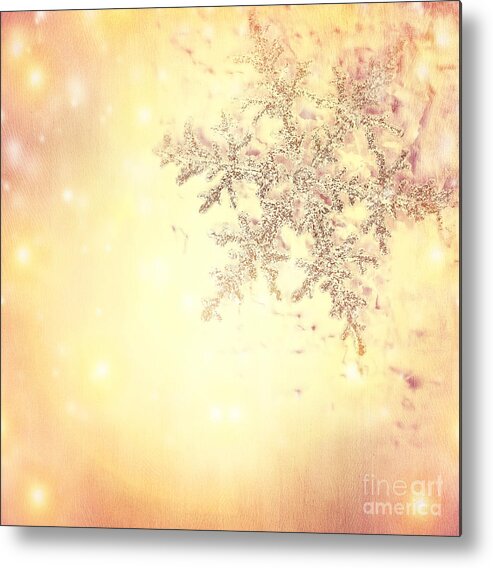 Christmas Metal Print featuring the photograph Golden Christmas background #1 by Anna Om