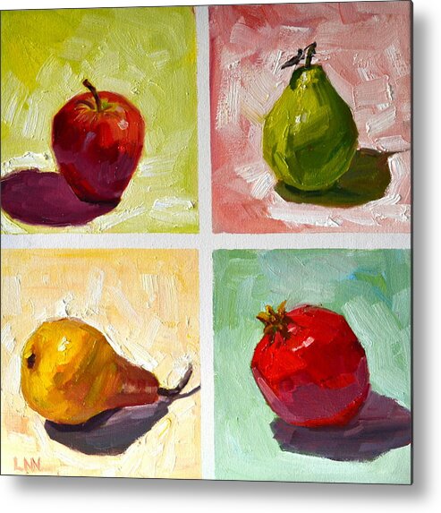Still Life Metal Print featuring the painting happy Fruits #1 by Ningning Li