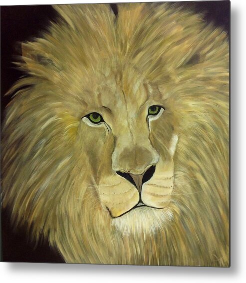 Lion Metal Print featuring the painting His Majesty #1 by Carolyn Wear