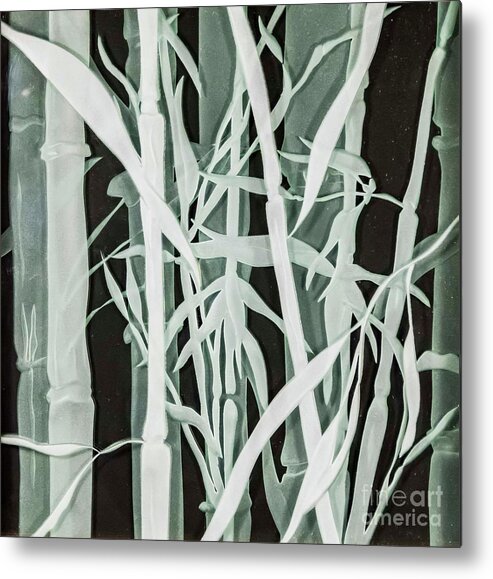 Carved Glass Metal Print featuring the glass art Midnight Bamboo #1 by Alone Larsen