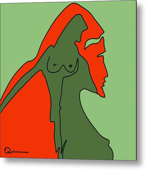 Faces Metal Print featuring the digital art Nude #2 by Jeffrey Quiros