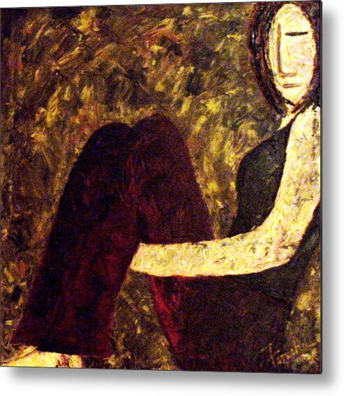 Abstract Metal Print featuring the painting Numb #1 by Fareeha Khawaja