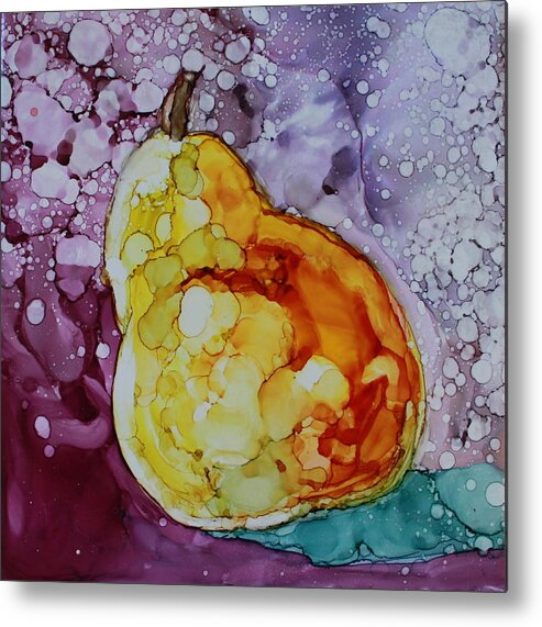 Pear Metal Print featuring the painting Pear #2 by Ruth Kamenev