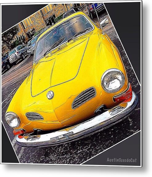 Sportscar Metal Print featuring the photograph Photoshopping The #yellow #karminnghia #1 by Austin Tuxedo Cat