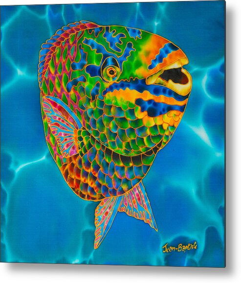 Diving Metal Print featuring the painting Queen Parrotfish by Daniel Jean-Baptiste