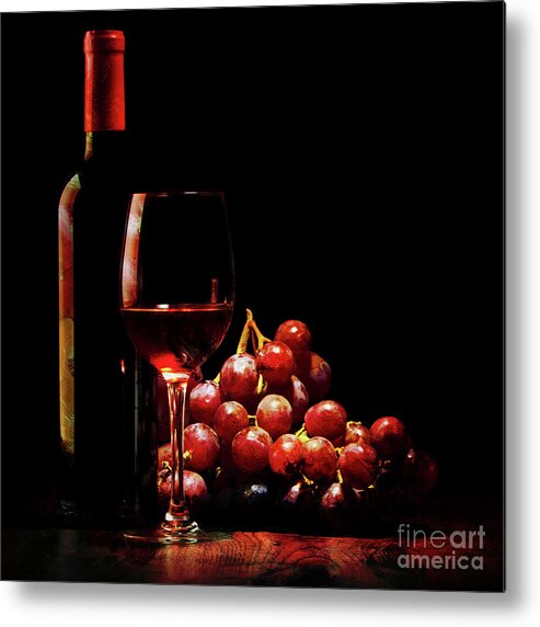 Aged Metal Print featuring the painting Red Wine #1 by Gull G