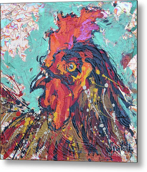  Metal Print featuring the painting Rooster #1 by Jyotika Shroff