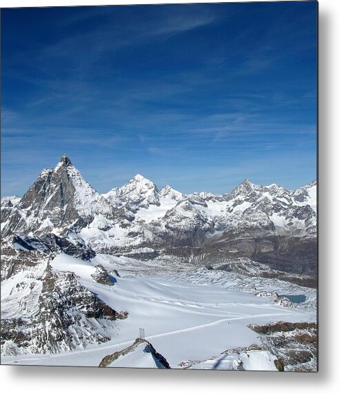 Zermatt Metal Print featuring the photograph Skking in the Alps by Sue Morris