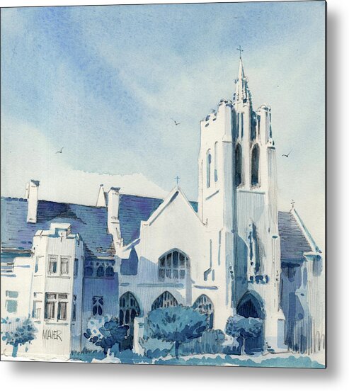 Catholic Church Metal Print featuring the painting Sunday Morning #1 by Donald Maier