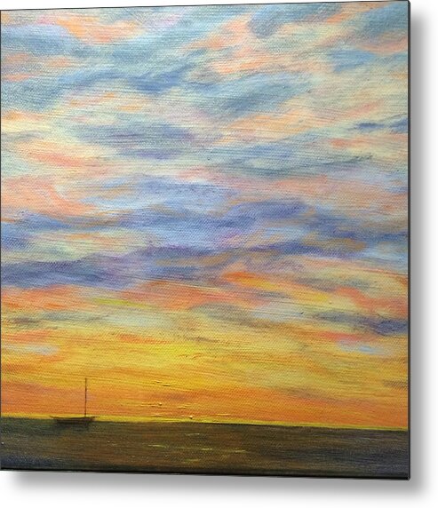 Seascape Metal Print featuring the painting Sunrise in Paradise by Paula Emery