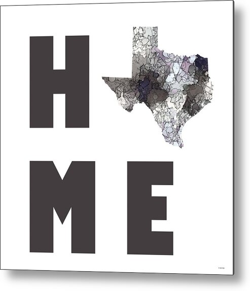 Texas State Map Metal Print featuring the digital art Texas State Map #1 by Marlene Watson