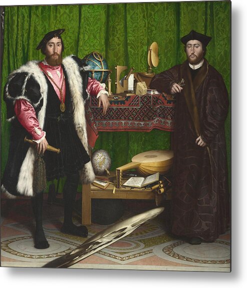 Age Metal Print featuring the painting The Ambassadors #1 by Hans Holbein The Younger