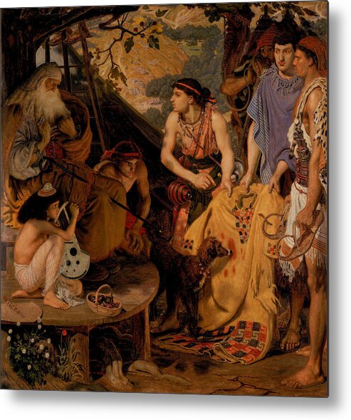 Ford Madox Brown (calais 1821-1893 London) Metal Print featuring the painting The Coat of Many Colours #1 by Ford Madox Brown