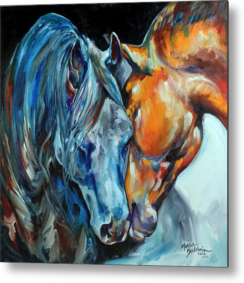 Horse Metal Print featuring the painting The Meeting #1 by Marcia Baldwin