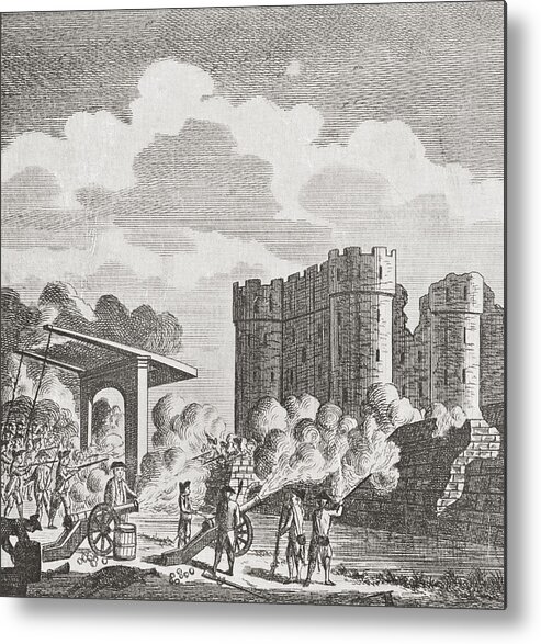 Welsh Metal Print featuring the drawing The Storming Of The Bastille, Paris #1 by Vintage Design Pics
