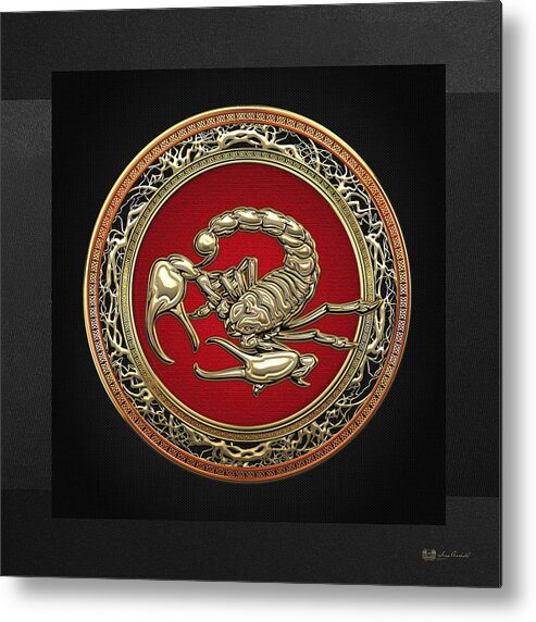 treasure Trove  By Serge Averbukh Metal Print featuring the photograph Treasure Trove - Sacred Golden Scorpion on Black #1 by Serge Averbukh