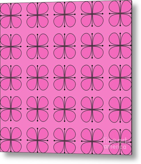  Metal Print featuring the digital art Vintage Floral in Pink by Donna Mibus
