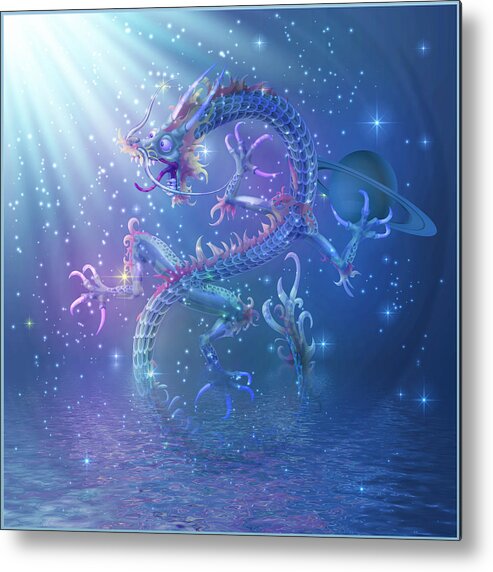 Symbolic Digital Art Metal Print featuring the digital art Water Dragon #1 by Harald Dastis