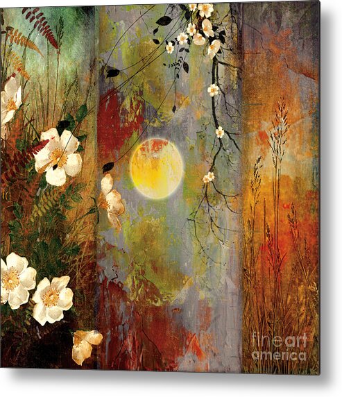 Moon Triptych Metal Print featuring the painting Whisper Forest Moon II #2 by Mindy Sommers