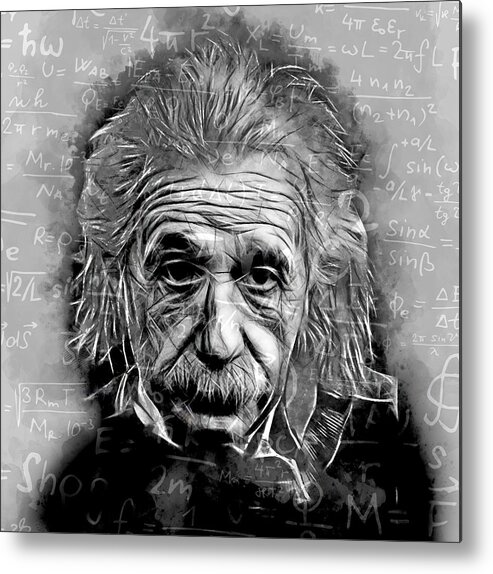 Albert Einstein Metal Print featuring the mixed media Albert Einstein #2 by Marvin Blaine