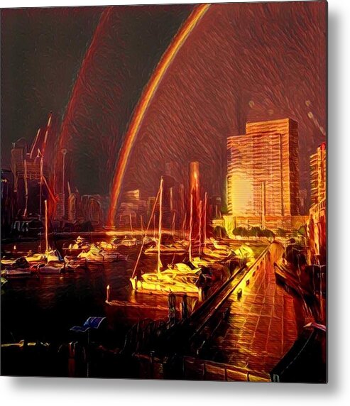  Metal Print featuring the digital art Docklands Double Rainbow #2 by M Sullivan Image and Design
